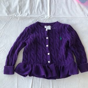 Ralph Lauren cable knit girls cardigan purple